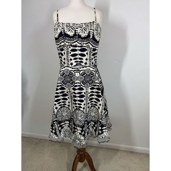 Nightway Womens Swing Dress With Crinoline Skirt Adj Straps Abstract Print Sz 10 - Picture 13 of 16